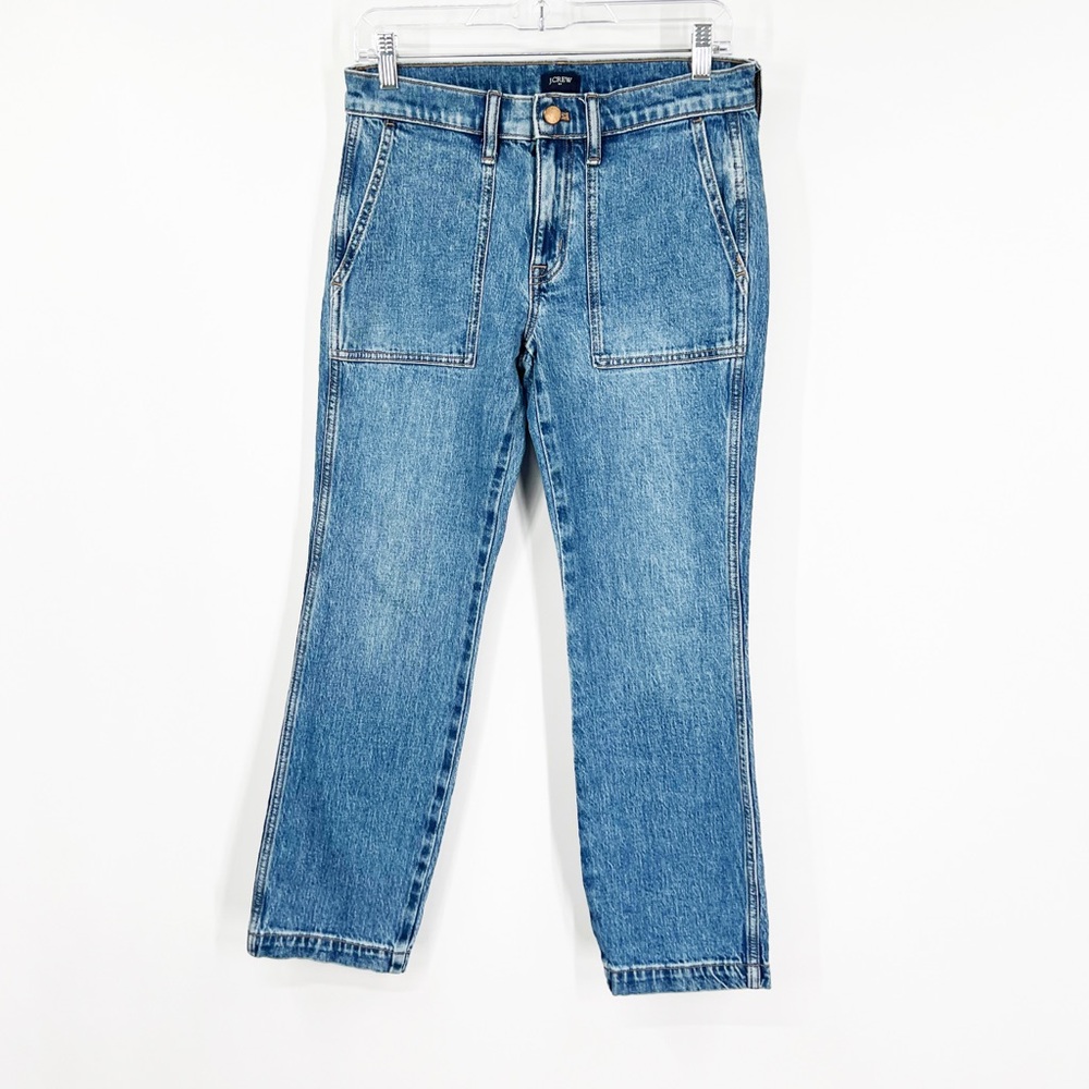 J. Crew Factory Utility Ankle Crop Patch Pocket Blue Jeans Mid-Rise
